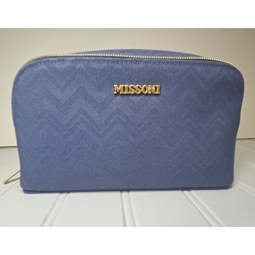 Missoni Delta Travel Bag Toiletry Zip Pouch Cosmetics Case Blue Zig Zag Chevron